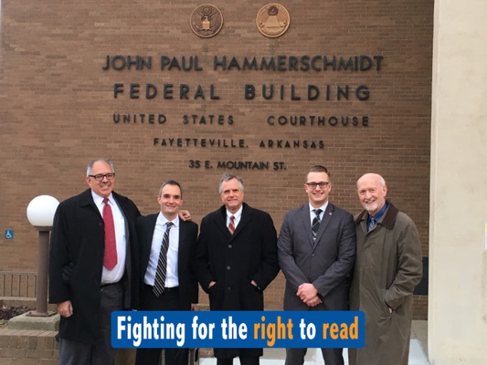 HRDC’s dedicated legal team in Fayetteville, Arkansas fighting in court to allow prisoners at the jail in Baxter County to access reading materials outside of the jail's postcard-only policy